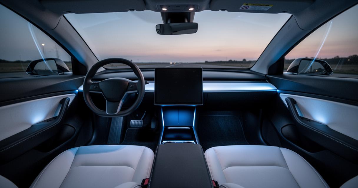 Lire la suite à propos de l’article Comment transformer l&rsquo;intérieur de votre Tesla Model 3 ou Y avec un kit d&rsquo;éclairage LED pour console centrale